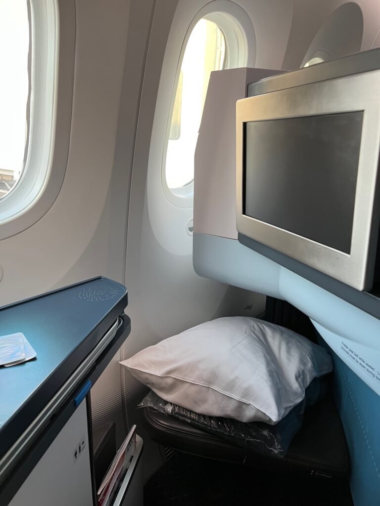 Business class seat with KLM