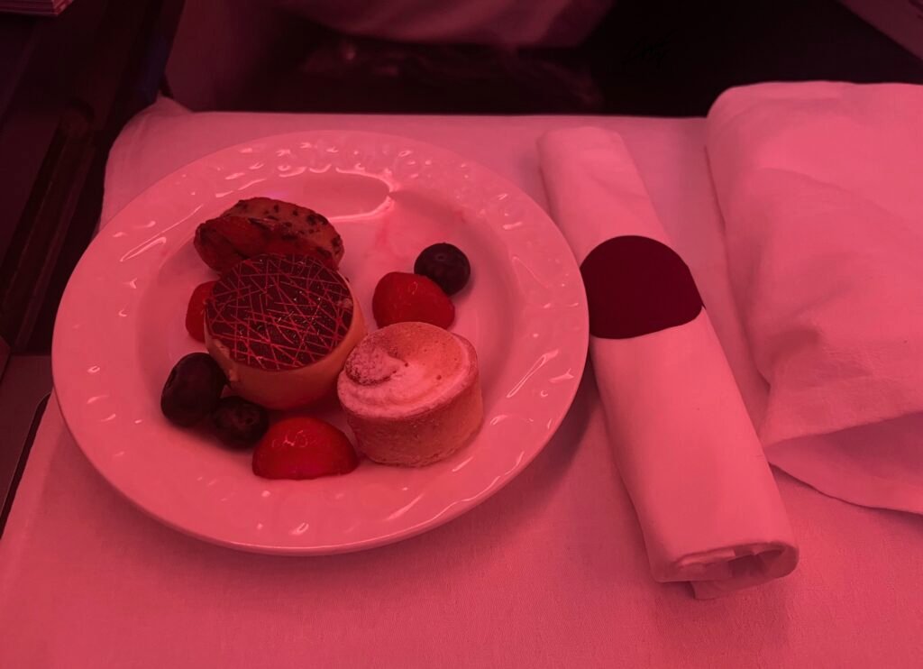 Dessert on KLM Business Class